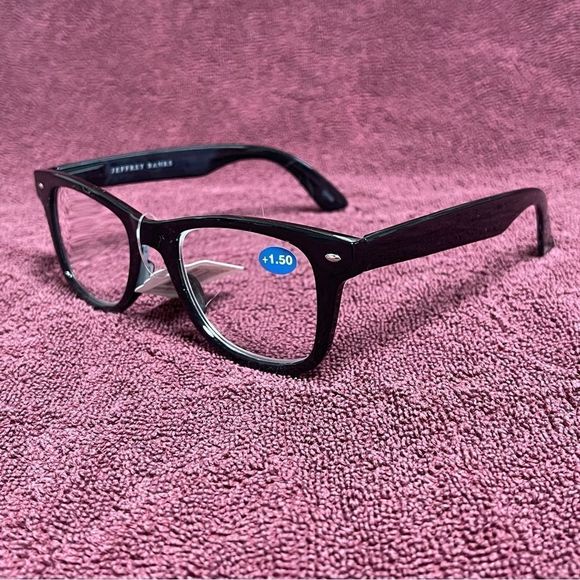 Jeffrey Banks Designer Men's Black Reading Glasses +1.50 NWOB - Picture 7 of 16